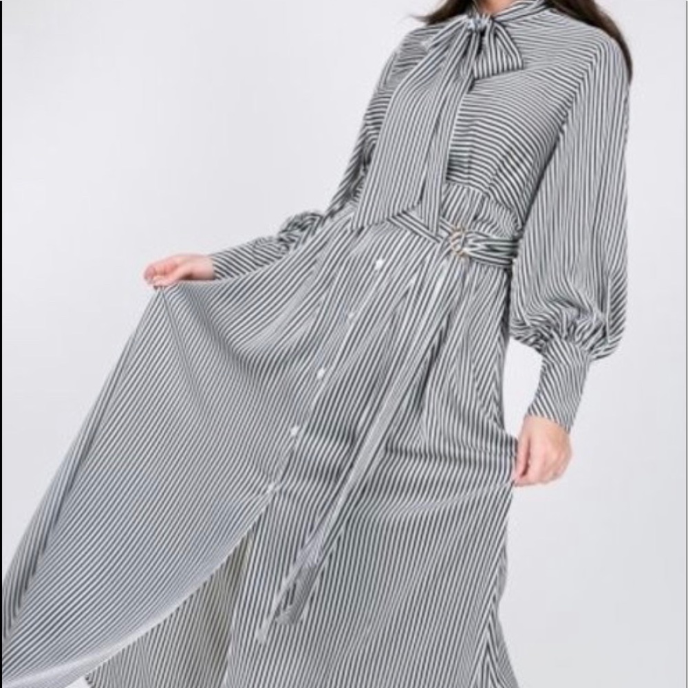 Black and White Pin Stripe Maxi Lady